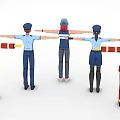 Various Profession Characters Including Firefighters Police and Casual Person Standing with Arms Outstretched