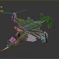 Green Sci Fi Helicopter With Futuristic Design Multiple Rotors And Metallic Structure 3d model