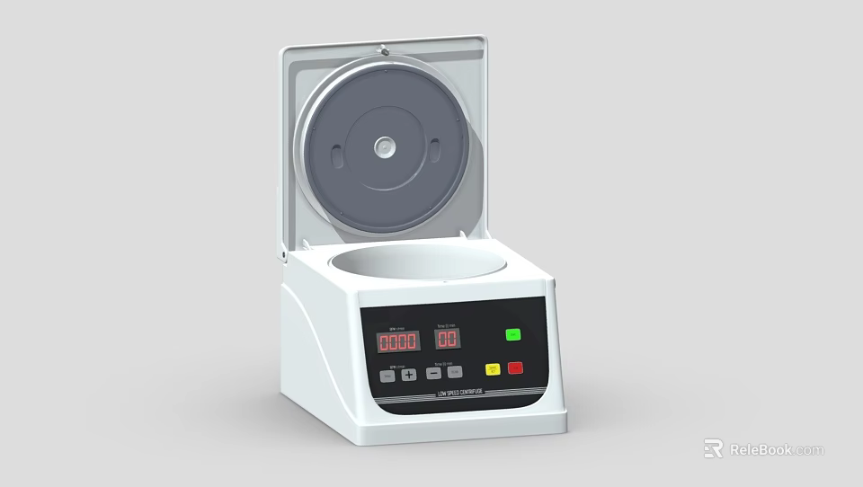 Medical Laboratory Centrifuge With White Body Transparent Lid Digital Display And Control Buttons 3d model 