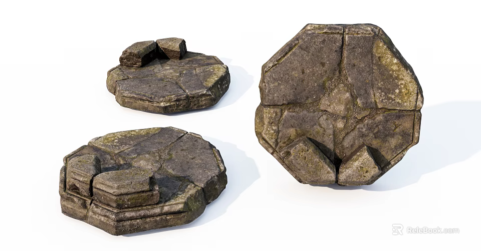 Natural Stone And Wood Decorative Slabs With Various Shapes And Textures 3d model 