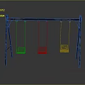 Multiple People Enjoying Outdoor Swing Set With Three Seats And Metal Frame