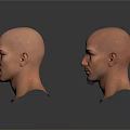 Five Male Bald Head Models With Different Angles And Realistic Facial Features