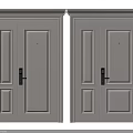 Light Gray Paneled Double Door With Frame And Door Handle 3d model