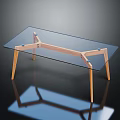 Modern Glass Top Table With Oak Wood Frame And Slender Legs Modern Design