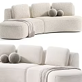 Cozy L Shaped Casual Sofa Set With Soft Fabric Plush Pillows And Throw Blanket