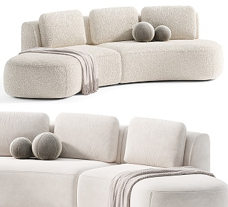 Casual Sofa Casual Sofa Double Sofa Living Room Sofa Blanket Pillow Home Furniture 3d model