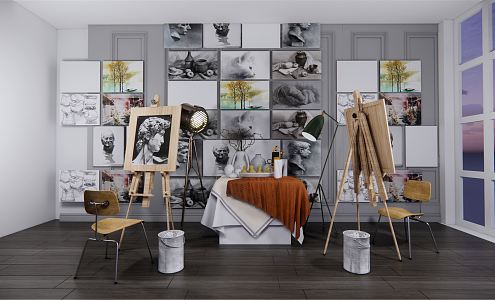 Modern studio drawing board easel 3d model