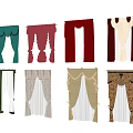 Various Curtain Styles with Different Colors Patterns and Designs for Home Decor 3d model