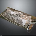Open Pit Mined Terrain With Layered Slopes Access Roads And Excavated Areas