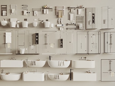 Shower Room Shower Room Bathtub Towel Rack Toilet Smart Toilets Toiletries 3d model