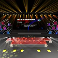 Red Carpet Event Setup With Bright Stage Lights And Rope Barriers 3d model