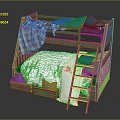 Wooden Bunk Bed Furniture With Storage Drawers And Blue Pillows White Sheets