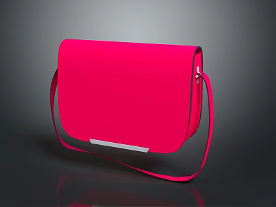 Vibrant Pink Crossbody Bag Featuring Sleek Exterior And Adjustable Shoulder Strap 3d model
