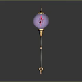 Elegant Enchanted Magic Staff Featuring Purple Orb With Pink Patterns And Golden Accents
