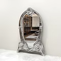 Silver Ornate Mirror Reflecting Modern Interior With Sofa And Carpet 3d model