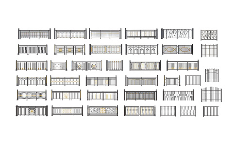 New Chinese Railing Iron Railing 3d model