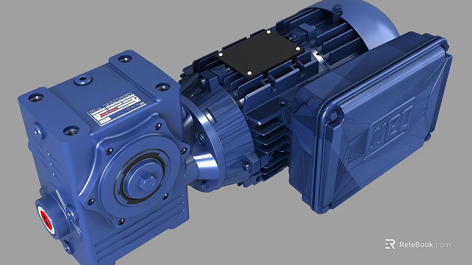 Industrial Gear Motor with Metal Housing and Motor Unit for Heavy Duty Applications 3d model 