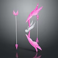 Pink Bow And Arrow Weapon With Wing Decorations And Matching Arrows