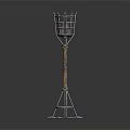 Medieval Metal Tower Structure With Grid Top And Cross Base Stand