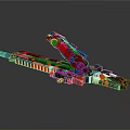 Red Black Camouflage Tactical Weapon With Intricate Mechanical Structure And Rifle Design