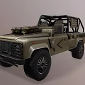 Military Green Functional Off Road Vehicle With Open Top Camouflage Details And Large Tires