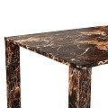 Elegant Modern Dining Table With Dark Brown Marble Texture Top And Golden Veined Legs