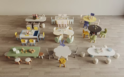 Children's Tables and Chairs Game Tables and Chairs Kindergarten Tables and Chairs Learning Tables and Chairs Building Blocks Tables and Chairs 3d model