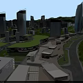 Birds Eye View Urban Planning Showcasing City Layout Buildings Streets Green Spaces and Waterfront