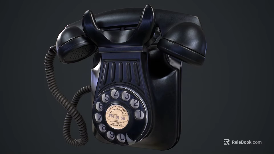 Vintage Black Rotary Dial Telephone Classic Daily Electrical Appliance With Retro Design 3d model 