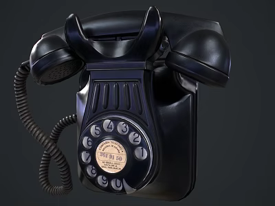 Vintage Black Rotary Dial Telephone Classic Daily Electrical Appliance With Retro Design 3d model