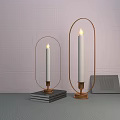 Modern Decorative Candle Lamps With Oval Metal Frame And White Lit Candles For Home Decor