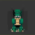 Blocky Green Dragon Creature Featuring Shiny Scaled Body And Pixel Style Design 3d model