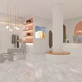 Modern Clothing Store Interior With Arched Doors Marble Floor And Hanging Clothes