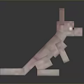 Pink Pixelated Animal Figure With Block Structure And Dark Background Reflection