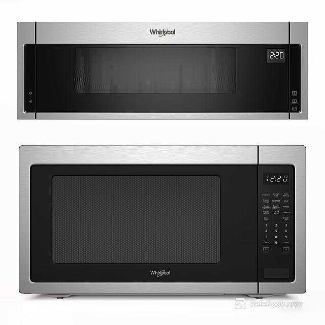 Kitchen Appliances Built in and Countertop Microwave Ovens with Digital Display and Stainless Steel Design 3d model 