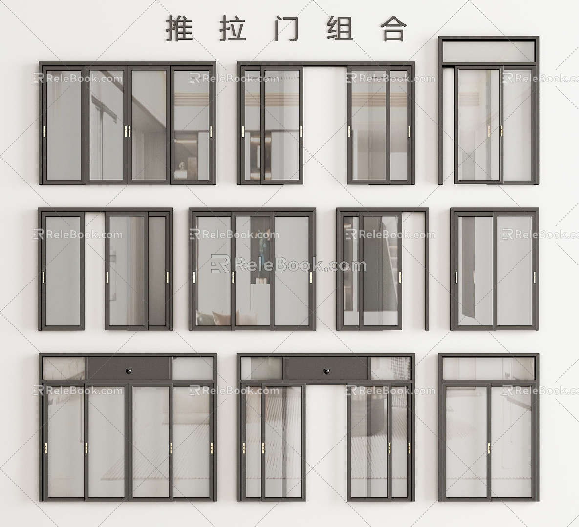 Modern sliding door heavy duty sliding door glass door 3d model