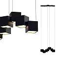 Stylish Modern Black Cube Shaped Hanging Pendant Lights With Illuminated Design 3d model
