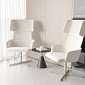 Modern Light Beige Single Chair With High Back And Side Table In Contemporary Interior