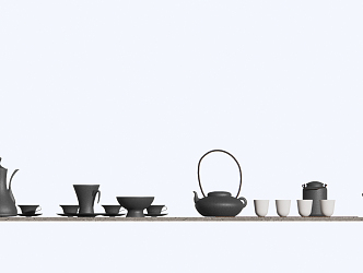 Modern Tea Set Black Tea Set Gao Gu 3d model