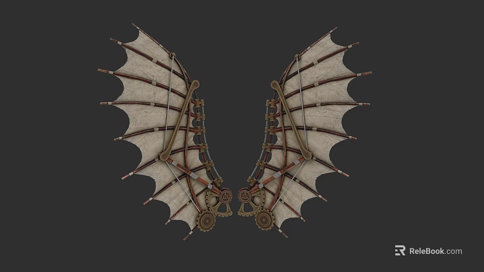 Unique Steampunk Mechanical Clock With Dragon Wings And Intricate Gears Design 3d model