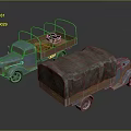 Two Vintage Trucks Featuring Open And Covered Cargo Beds On 3d model