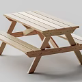 Light Wood Outdoor Picnic Table and Bench Set with Simple Design