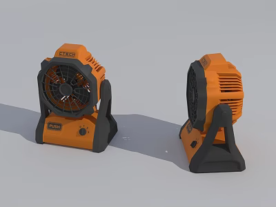 Two Orange STANLEY Air Cooler Fans With Black Base And Grille Design 3d model
