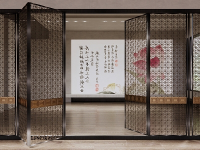 Japanese style folding door sliding door lattice door solid wood door grille door partition door single door sliding door model