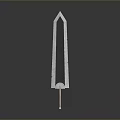Long Blue Blade Sword With Wooden Hilt And Decorative Circular Element