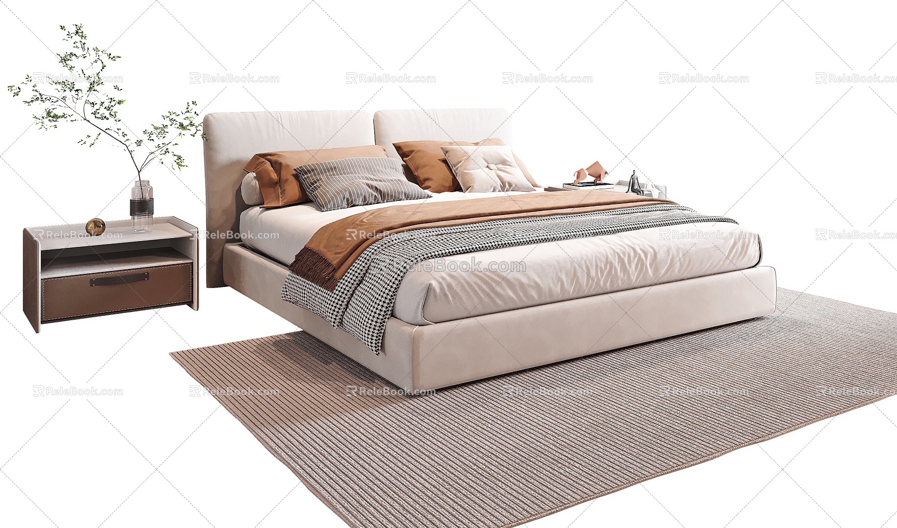 Bed with double bed 3d model