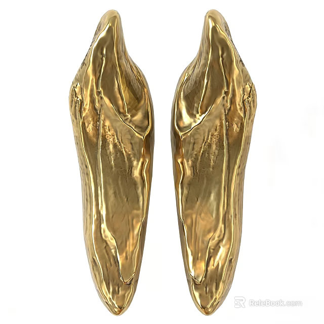 Elegant Golden Metal Handles With Textured Design For Cabinet Furniture 3d model 