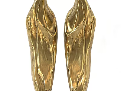 Elegant Golden Metal Handles With Textured Design For Cabinet Furniture 3d model