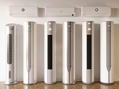 Modern White Air Conditioner Fan Units With Wall Mounted And Floor Standing Styles 3d model
