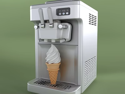Stainless Steel Tabletop Commercial Soft Serve Ice Cream Machine Makes Fresh Creamy Waffle Cone Dessert 3d model
